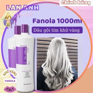 Dầu gội tím khử vàng Fanola nắp tím 1000ml Khử vàng tóc tẩy Giữ màu tóc nhuộm Dầu gội tím Fanola hàng chuẩn đậm đặc