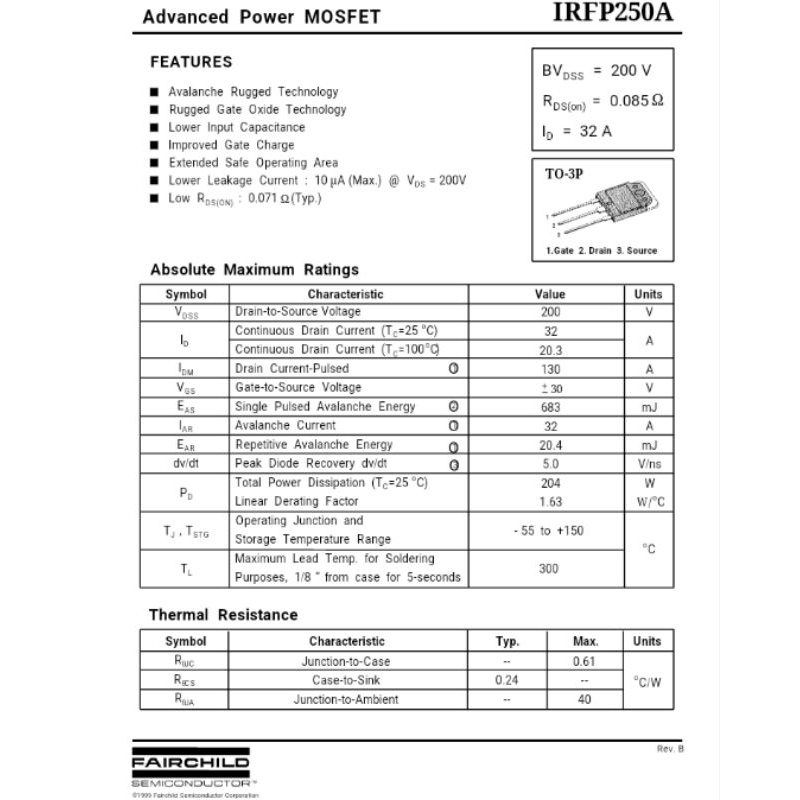 Mosfet công suất IRFP250A, IRFP250 N-Channle 200V 32A 204W