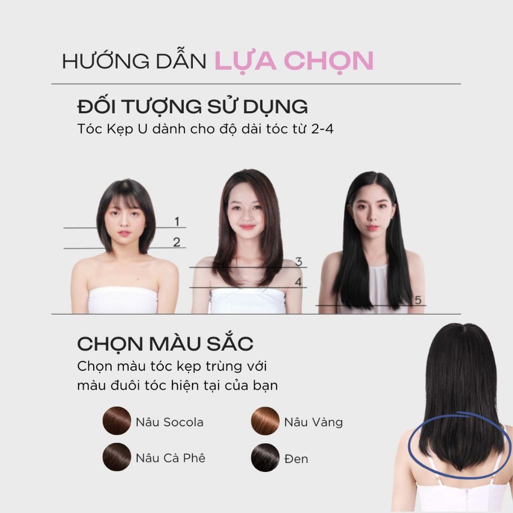 Tóc Kẹp U CAPELLI Xoăn Sóng Trục 60cm
