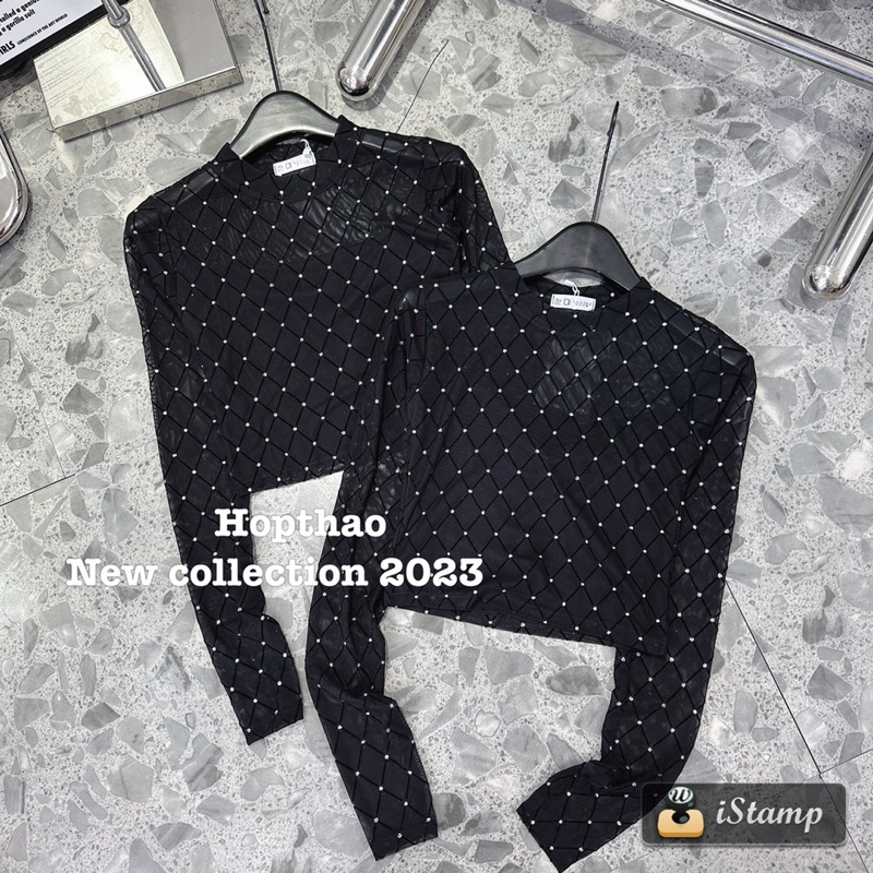 ÁO KIỂU LƯỚI ĐÍNH ĐÁ CỔ TRÒN SEXY TAY DÀI MS12273