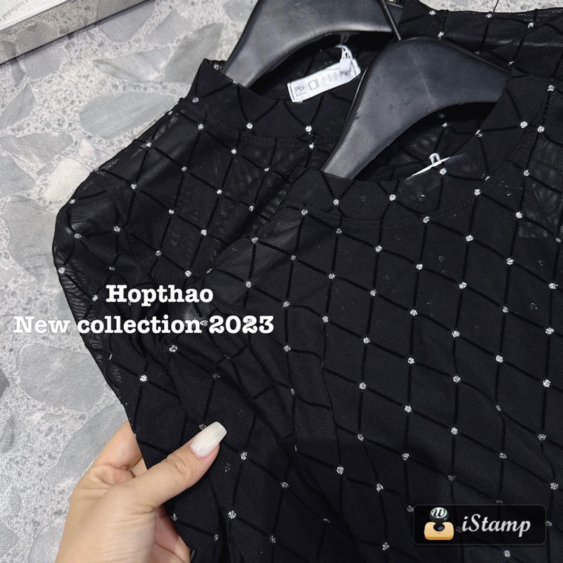 ÁO KIỂU LƯỚI ĐÍNH ĐÁ CỔ TRÒN SEXY TAY DÀI MS12273