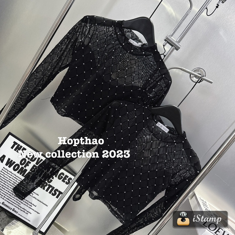 ÁO KIỂU LƯỚI ĐÍNH ĐÁ CỔ TRÒN SEXY TAY DÀI MS12273