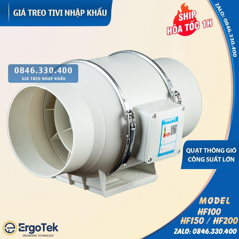 Quạt Hút Gió - Thông Gió Nhà Bếp - Nhà Vệ Sinh HF100 - HF150 - HF200 - Quạt Hút Mùi Công Suất Lớn - Độ Ồn Thấp