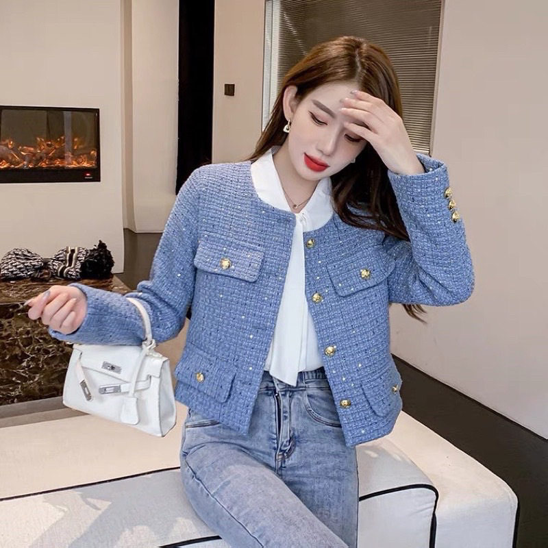 Áo Khoác Dạ Kim Sa Dài Tay 2 Lớp, áo khoác ngoài