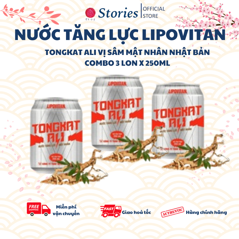 Combo 3 NƯỚC TĂNG LỰC LIPOVITAN TONGKAT ALI VỊ SÂM MẬT NHÂN Nhật Bản, nước giải khát ngon (lốc x 6 lon) 250ml