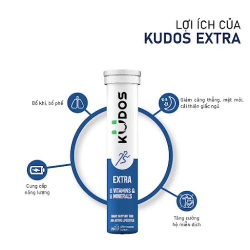 Viên sủi 18 loại vitamin & khoáng chất KUDOS EXTRA bổ sung năng lượng hương Trái cây nhiệt đới )