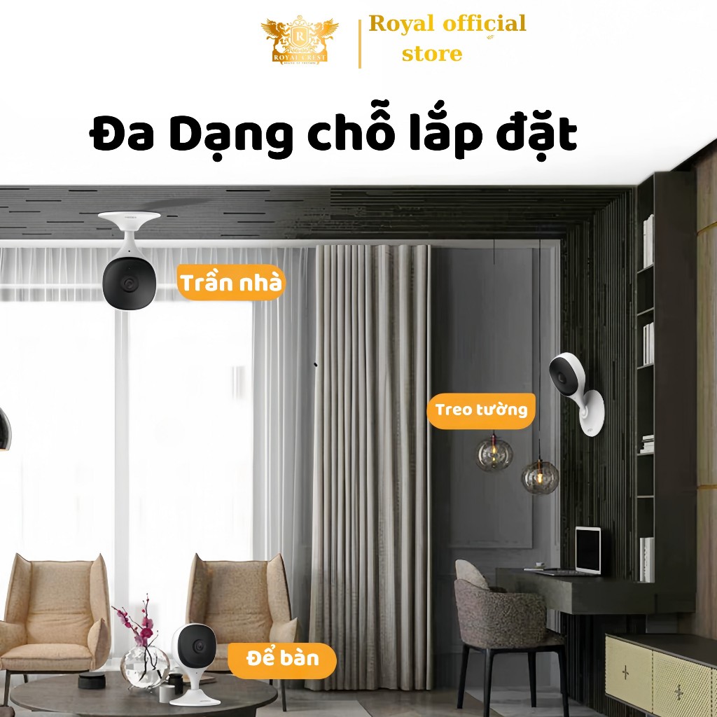 Camera wifi trong nhà C22EP Cue 2M Full HD ,quan sát rộng thông minh, Camera wifi imou Royal