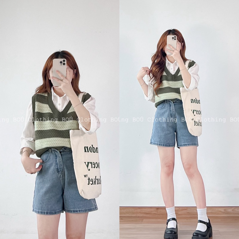 Quần short jean nữ xanh nhạt chất dày dặn (Ảnh thật)