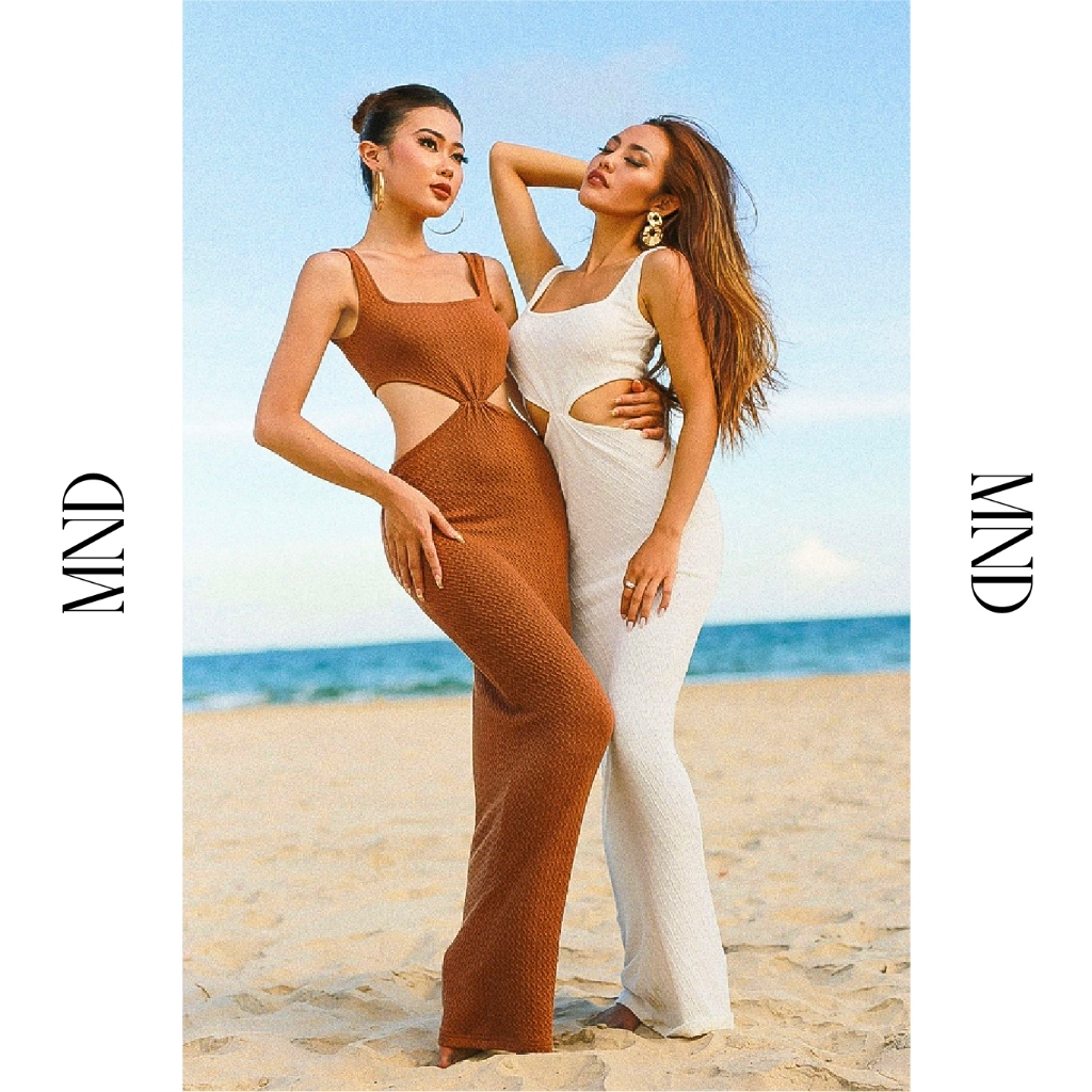 MACHNHADUONG - Đầm Maxi Dáng Ôm Cutout Chất Thun Len Đi Biển - AMBER KNIT DRESS