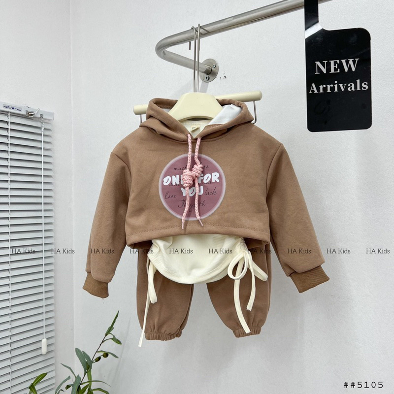 Set Bộ 3 Chi tiết nhún sườn cao cấp cho bé gái