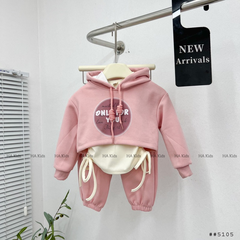 Set Bộ 3 Chi tiết nhún sườn cao cấp cho bé gái