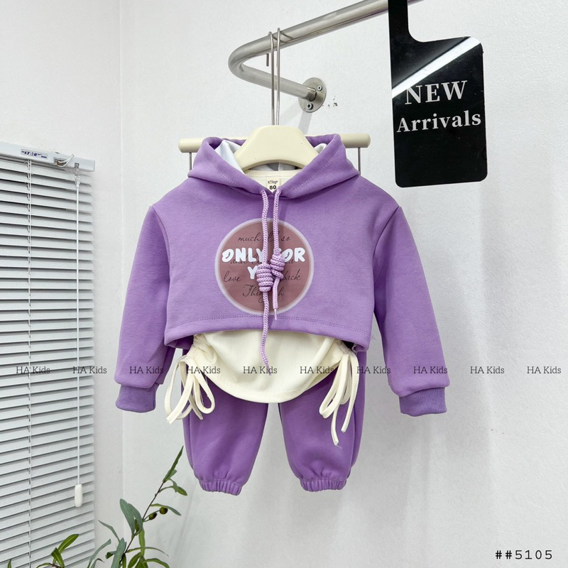 Set Bộ 3 Chi tiết nhún sườn cao cấp cho bé gái