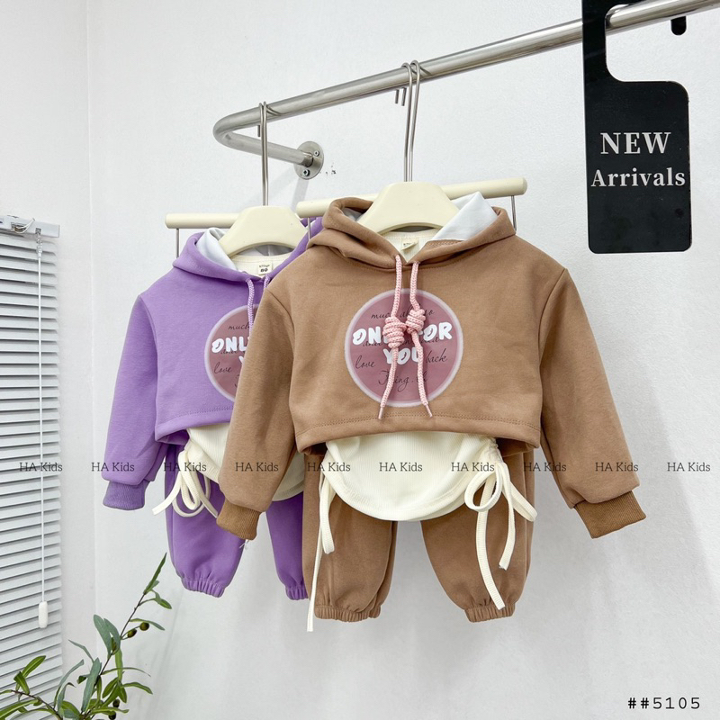 Set Bộ 3 Chi tiết nhún sườn cao cấp cho bé gái