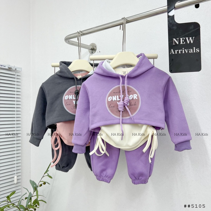 Set Bộ 3 Chi tiết nhún sườn cao cấp cho bé gái