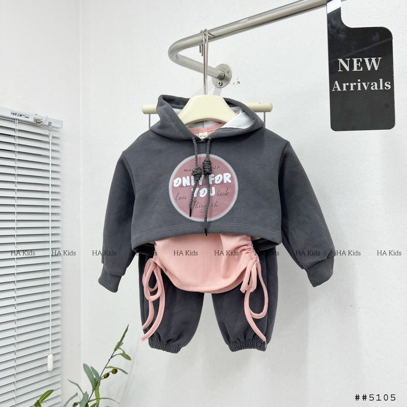 Set Bộ 3 Chi tiết nhún sườn cao cấp cho bé gái