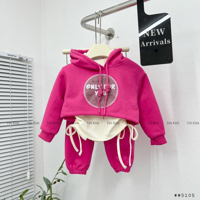 Set Bộ 3 Chi tiết nhún sườn cao cấp cho bé gái