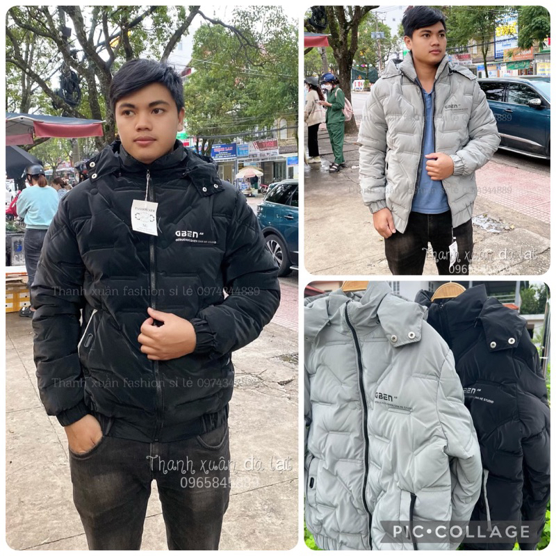 Hình thật khoác phao nhung mịn nam 3 lớp dày dặn phom 50 tới 75kg