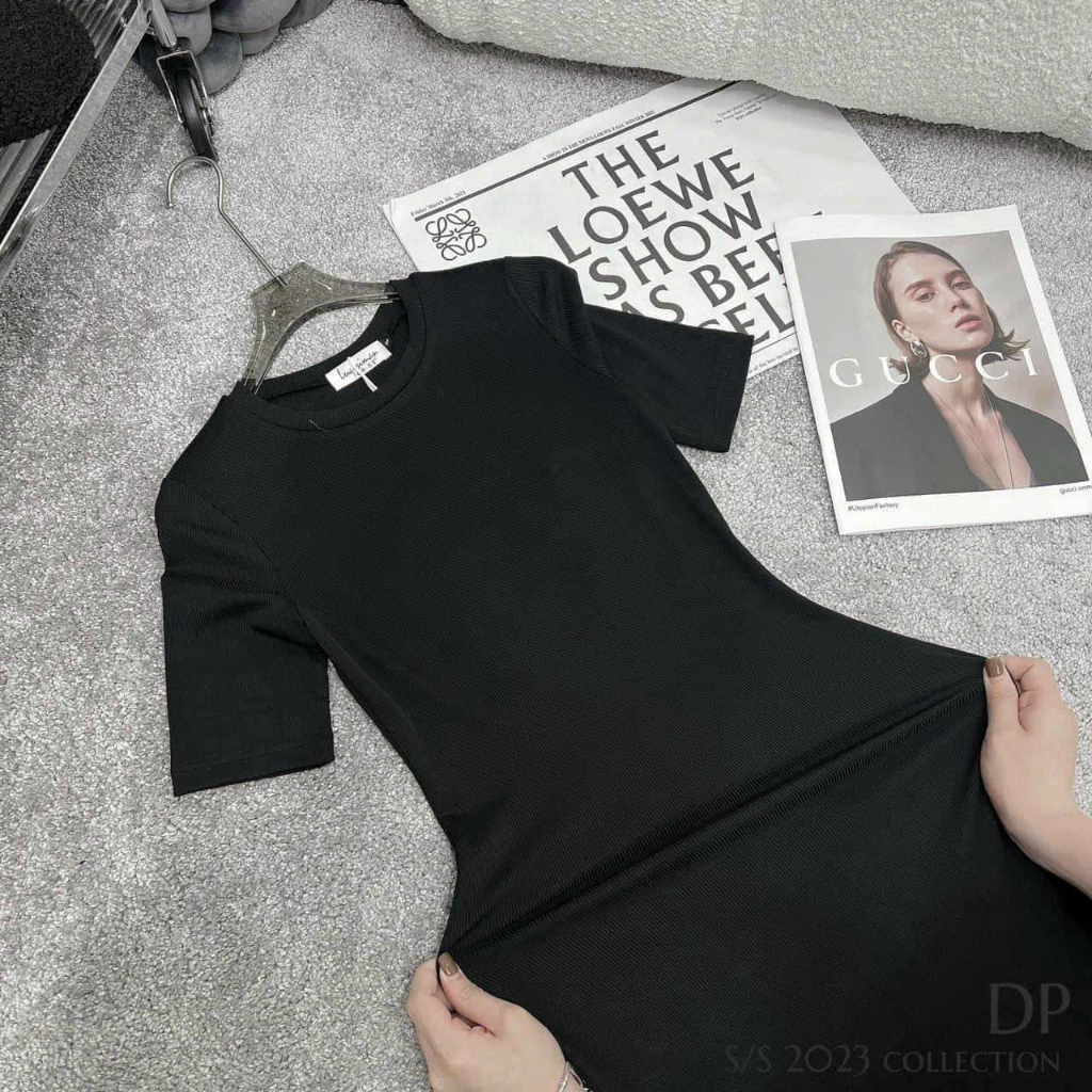 Váy tăm hàn body cộc tay dáng dài tôn dáng