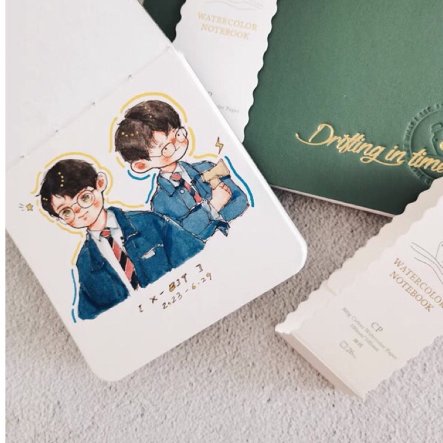 Sổ vẽ màu nước MH Art 300gsm bìa xanh lá xinh xắn