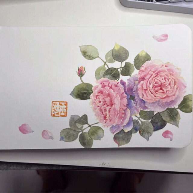 Sổ vẽ màu nước MH Art 300gsm bìa xanh lá xinh xắn