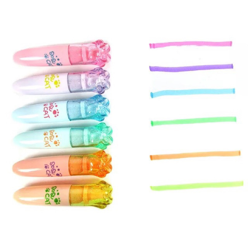 Set 6 bút nhớ-bút dạ quang kèm túi zip