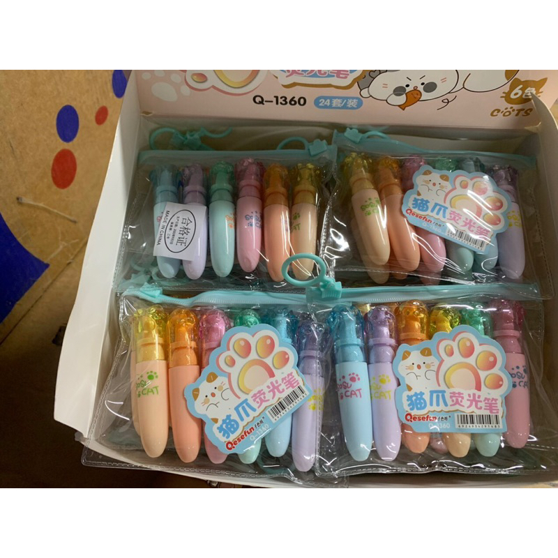 Set 6 bút nhớ-bút dạ quang kèm túi zip