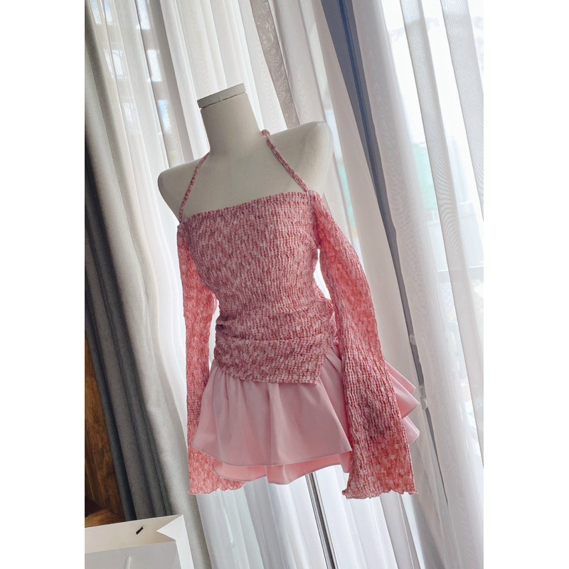 🌹Set hồng quần váy bèo nữ