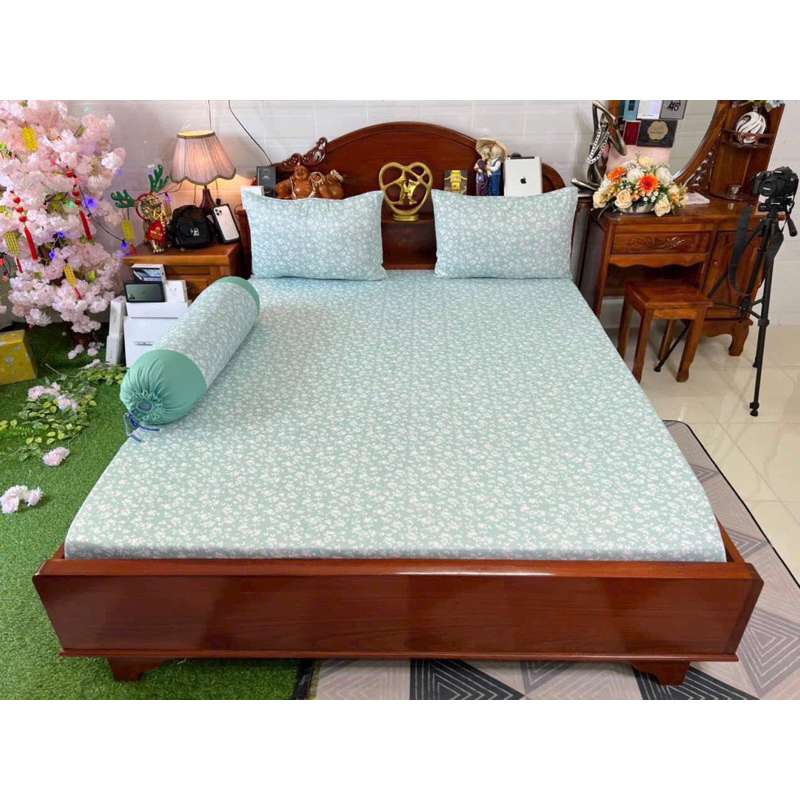 Bộ drap ga thun Hàn mẫu hoa nhí 4 món
