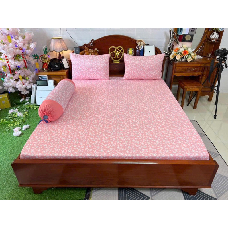 Bộ drap ga thun Hàn mẫu hoa nhí 4 món