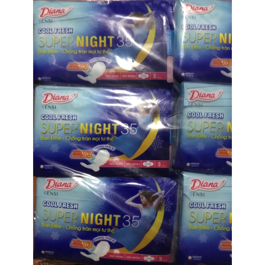 Combo 6 Gói Băng Vệ Sinh Diana Sensi Cool Fresh Super Night 35cm