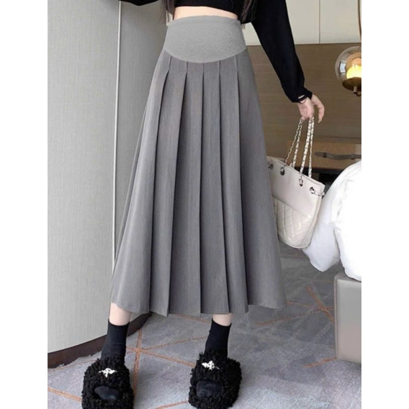 CHÂN VÁY BẦU DÁNG DÀI XẾP LY 45-75KG ảnh thật