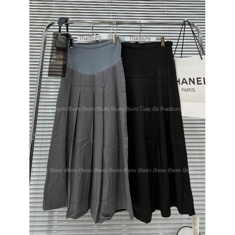 CHÂN VÁY BẦU DÁNG DÀI XẾP LY 45-75KG ảnh thật