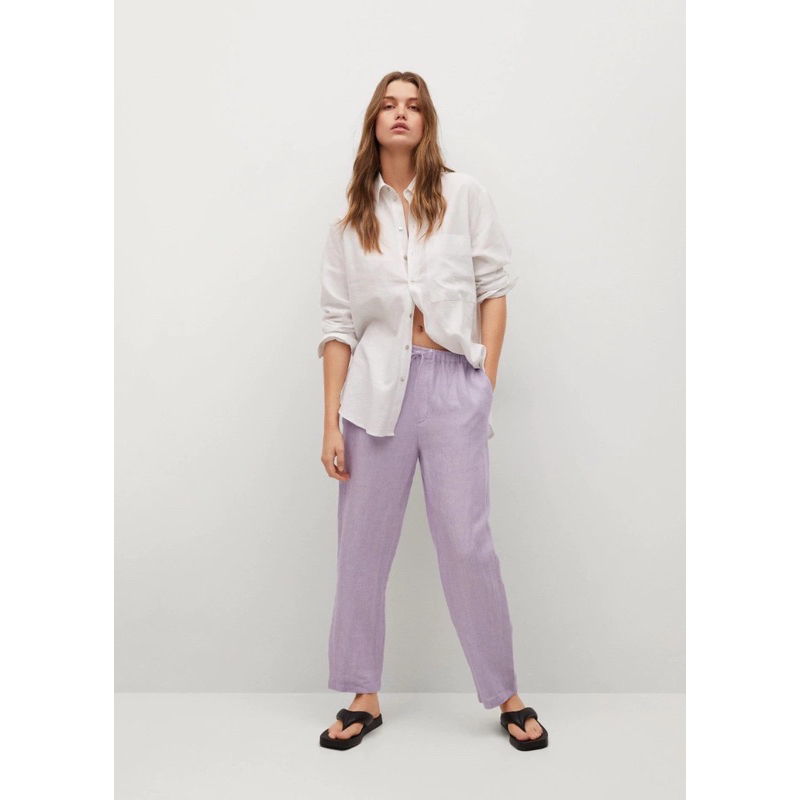 Quần baggy linen zara lưng thun