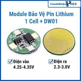 Module bảo vệ pin lithium 1 cell + dw01 điện vào 4.25-4.35v điện ra 2.3-3.0v