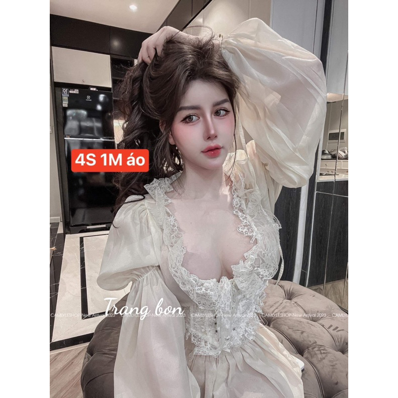 Áo croptop dài tay viền ren sexy có kèm video thật