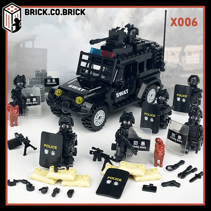 Trực Thăng Xe Cảnh Sát SWAT Mô hình Lắp ráp Quân sự Army  Police SWAT Đồ chơi Trực Thăng SWAT Xe Cảnh Sát Chống Bạo Động