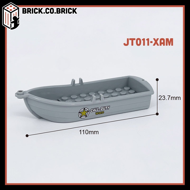 Thuyền Cano Đồ Chơi Lắp ráp Quân Sự Mô hình Thuyền Cano Chiến Đấu Quân đội  Màu Xám Màu Xanh JT011-2002