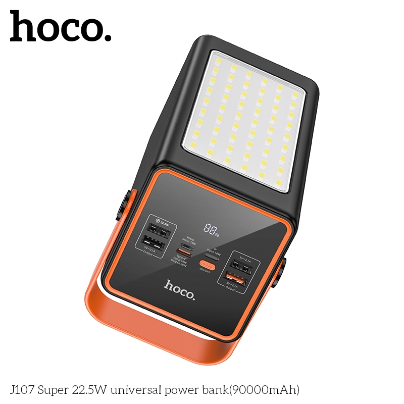 Pin dự phòng Hoco J107 90000mAh USB QC3.0 22.5W và TypeC PD 20W, có đèn led siêu sáng - HÃNG PHÂN PHỐI