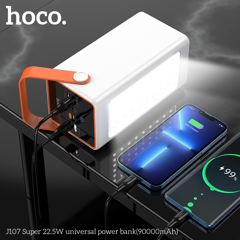 Pin dự phòng Hoco J107 90000mAh USB QC3.0 22.5W và TypeC PD 20W, có đèn led siêu sáng - HÃNG PHÂN PHỐI