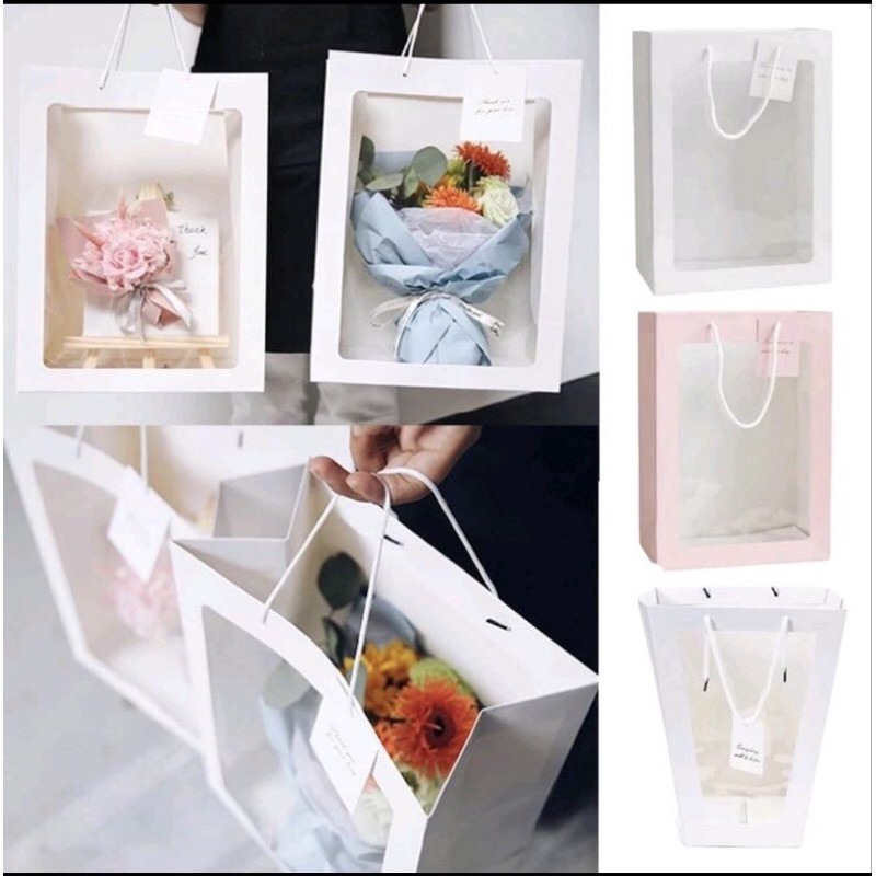 TÚI GIẤY ĐỰNG HOA CÓ MẶT KÍNH