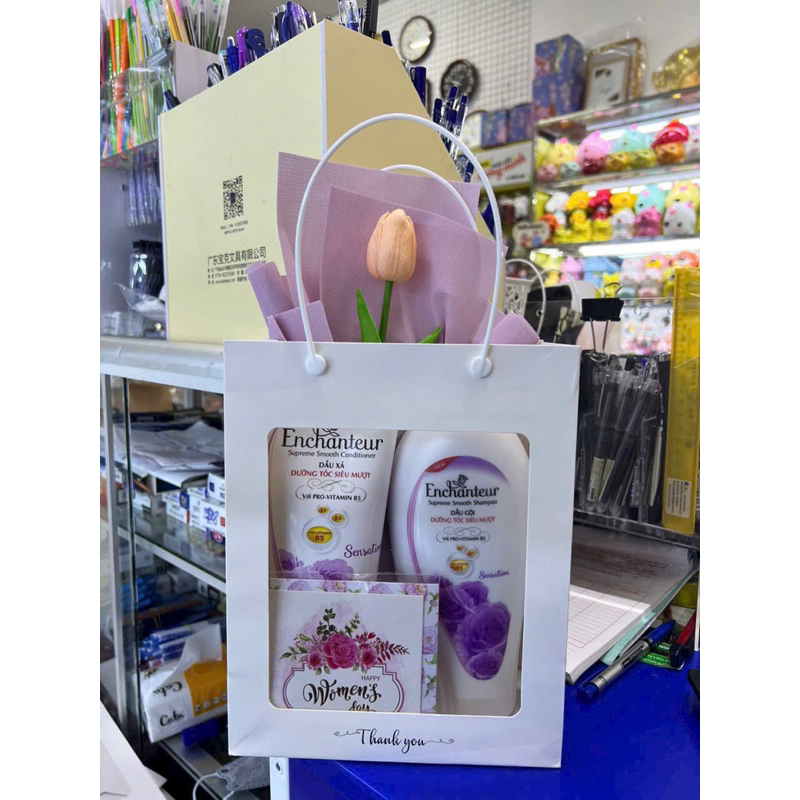 TÚI GIẤY MẶT KÍNH ĐỰNG BÓ HOA VÀ QUÀ TẶNG, TẶNG KÈM THỆP