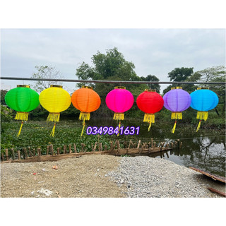 Đèn lồng vải tròn 30cm CÓ TUA trang trí ngoài trời