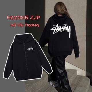 Áo khoác Hoodie có khóa kéo nam nữ SAM CLO - Áo khoác nỉ có mũ tay dài thu đông freesize dáng unisex HOODIE ZIP STUSSY