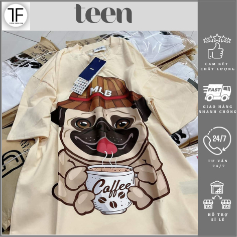 Áo Phông MLB Hình Chó Nam Nữ Form Rộng Tay Lỡ, Áo Thun Local Brand Unisex Vải Cotton Cao Cấp