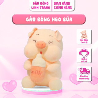 Gấu Bông Heo Sữa Gấu Bông Linh Trang Shop - Gấu Nhồi Bông  Lợn Cầm Bình Sữa Núng Nính Gấu Cao Cấp