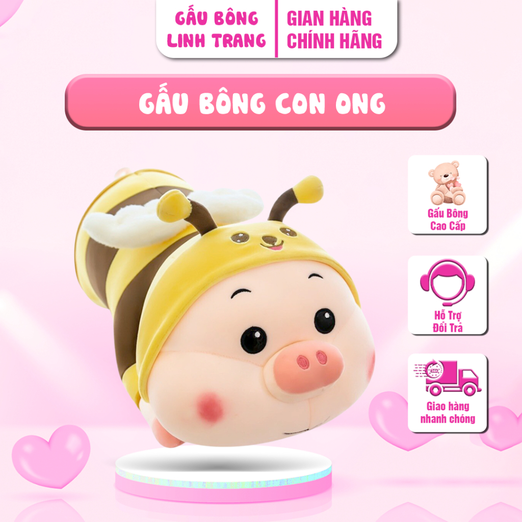 Gấu Bông Ong biến hình  Gấu Bông Linh Trang Shop - Gấu Bông Con Ong Lợn , Cute .Nhồi Bông Cao Cấp