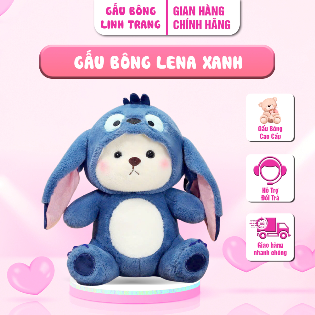 Gấu Bông Lena Xanh Gấu Bông Linh Trang Shop - Gấu Nhồi Bông Siêu Cute, Siêu Êm Mềm Mịn Dòng Sản Phẩm Mới Cao Cấp