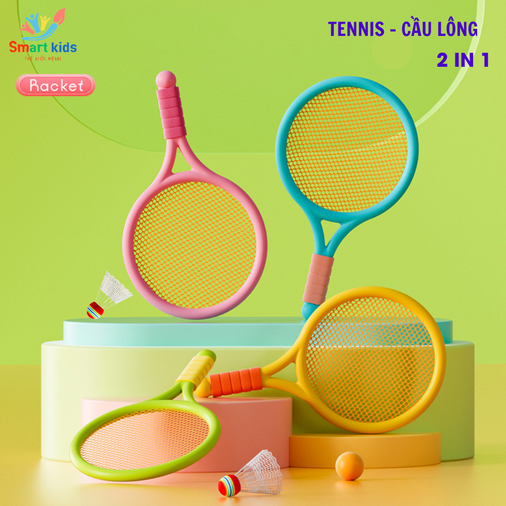 Bộ Vợt 3 Trong 1 Cầu Lông -Tennis - Bóng Dính Smartkids, Đồ Chơi Giúp Trẻ Vận Động Phát Triển Thể Chất