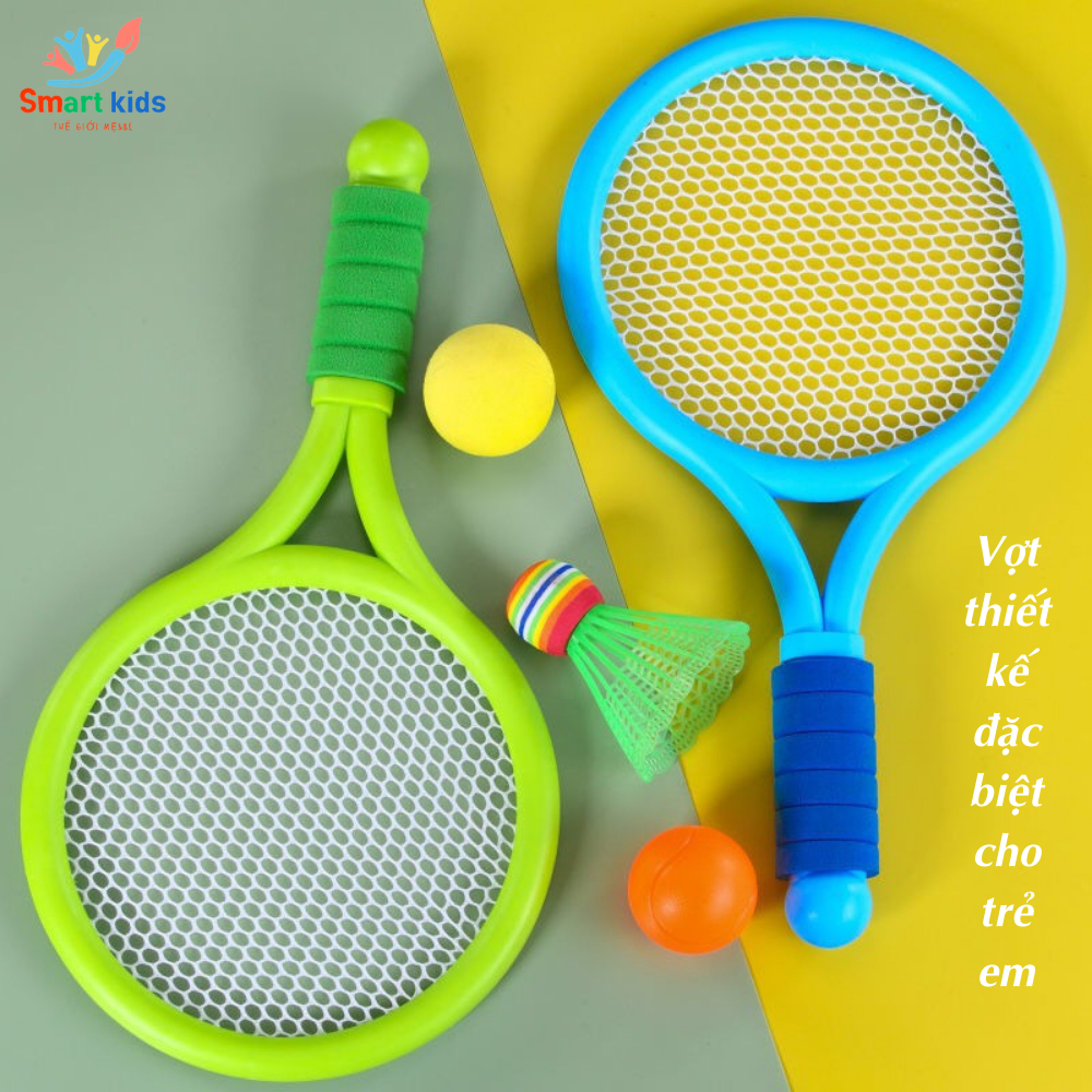 Bộ Vợt 3 Trong 1 Cầu Lông -Tennis - Bóng Dính Smartkids, Đồ Chơi Giúp Trẻ Vận Động Phát Triển Thể Chất