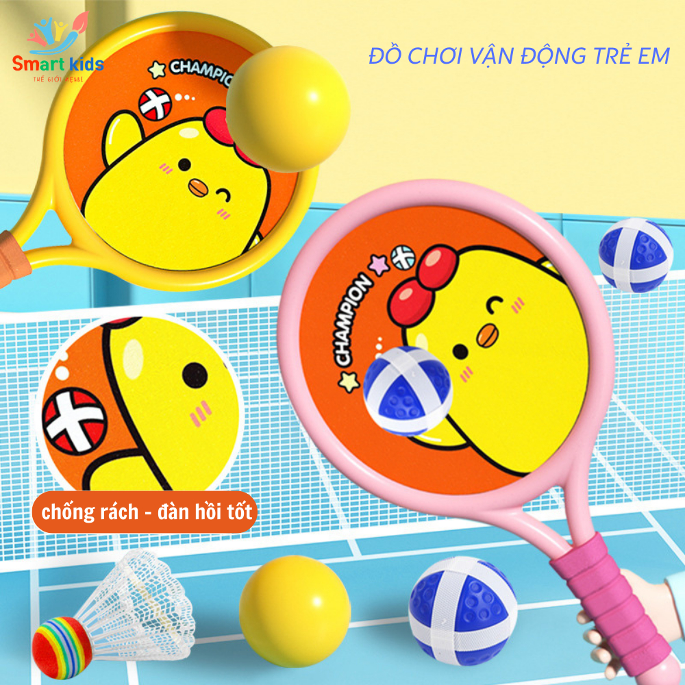 Bộ Vợt 3 Trong 1 Cầu Lông -Tennis - Bóng Dính Smartkids, Đồ Chơi Giúp Trẻ Vận Động Phát Triển Thể Chất